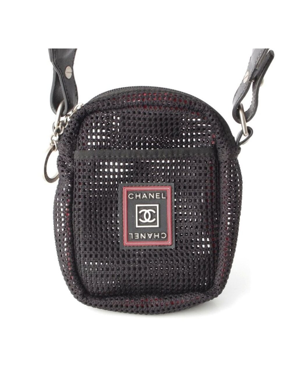 Chanel Sportsline Logo Mesh Shoulder Bag Black